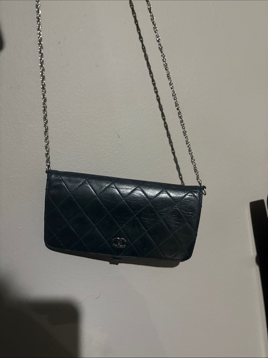 CHANEL Handbags - CHANEL Black Quilted Leather Chain Crossbody Wallet